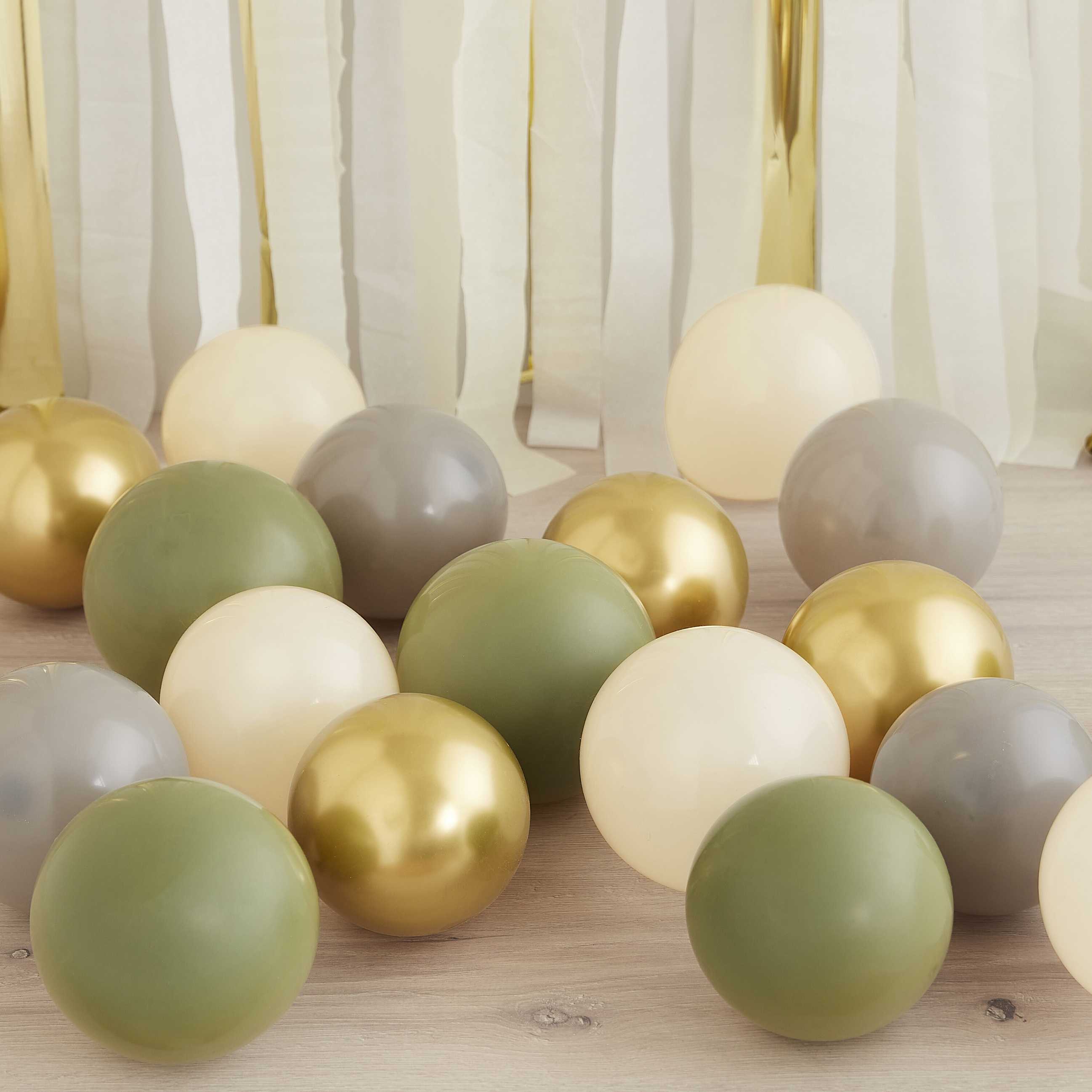 Pack de 40 ballons Gold, vert et nude
