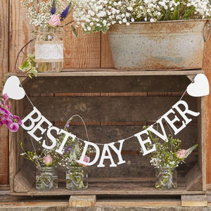 Banderole "Best day ever" blanc