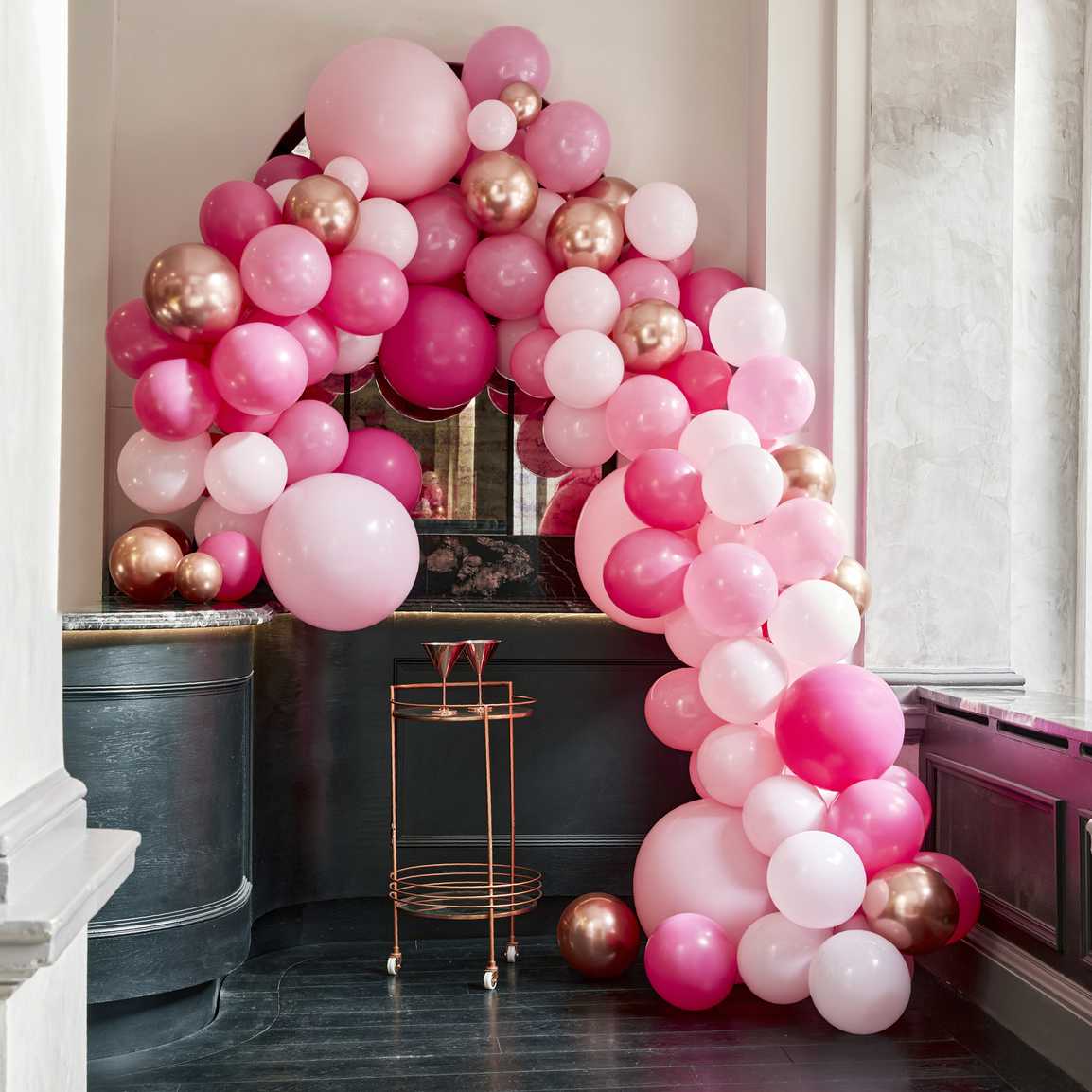 Kit pour arche de luxe de 200 ballons rose et rose gold