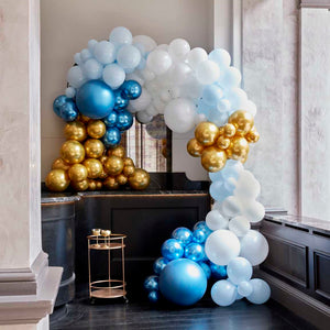 Kit pour arche de 200 ballons luxe bleu et or