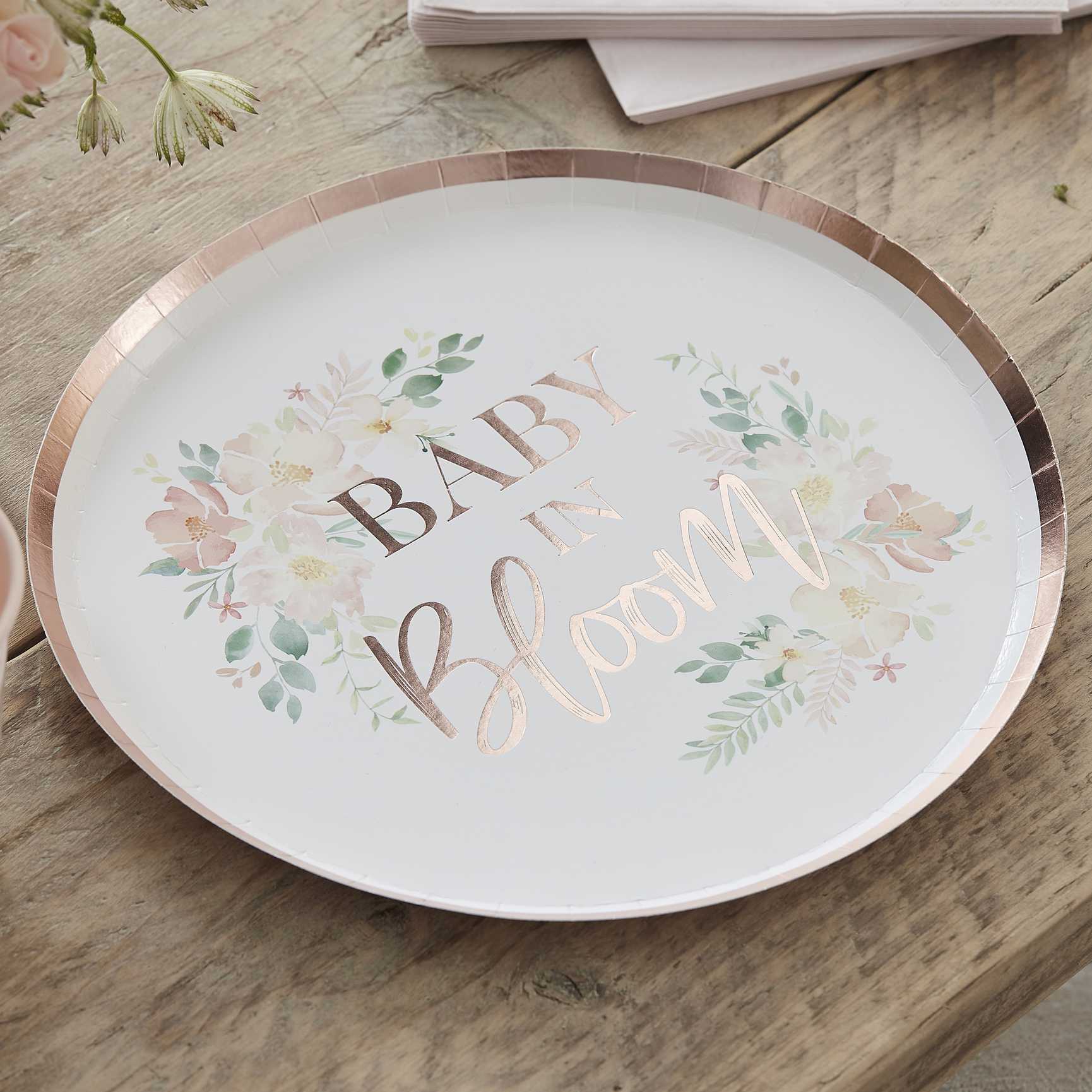 Assiettes "Baby in bloom" Baby shower x 8