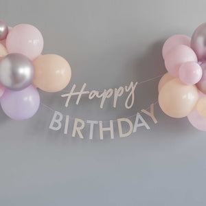 Guirlande Happy Birthday avec des ballons couleurs pastel