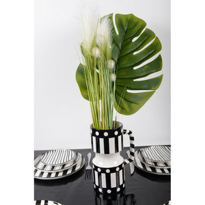Vase rayures noir et blanc avec anse